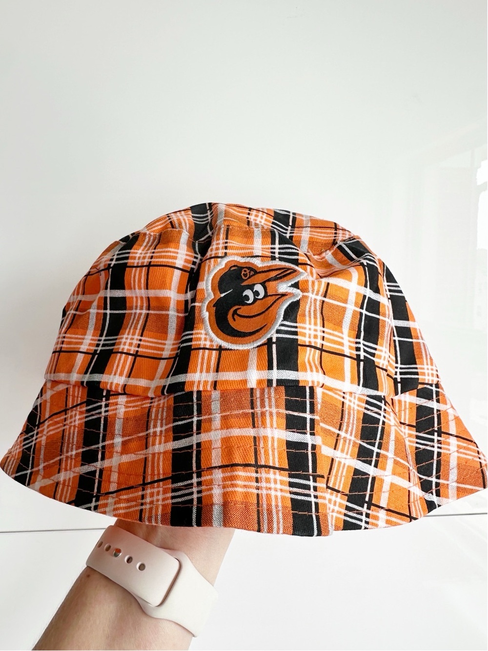 Baltimore Orioles Bucket Hat Orange Black Plaid One Size Cotton Miller Lite